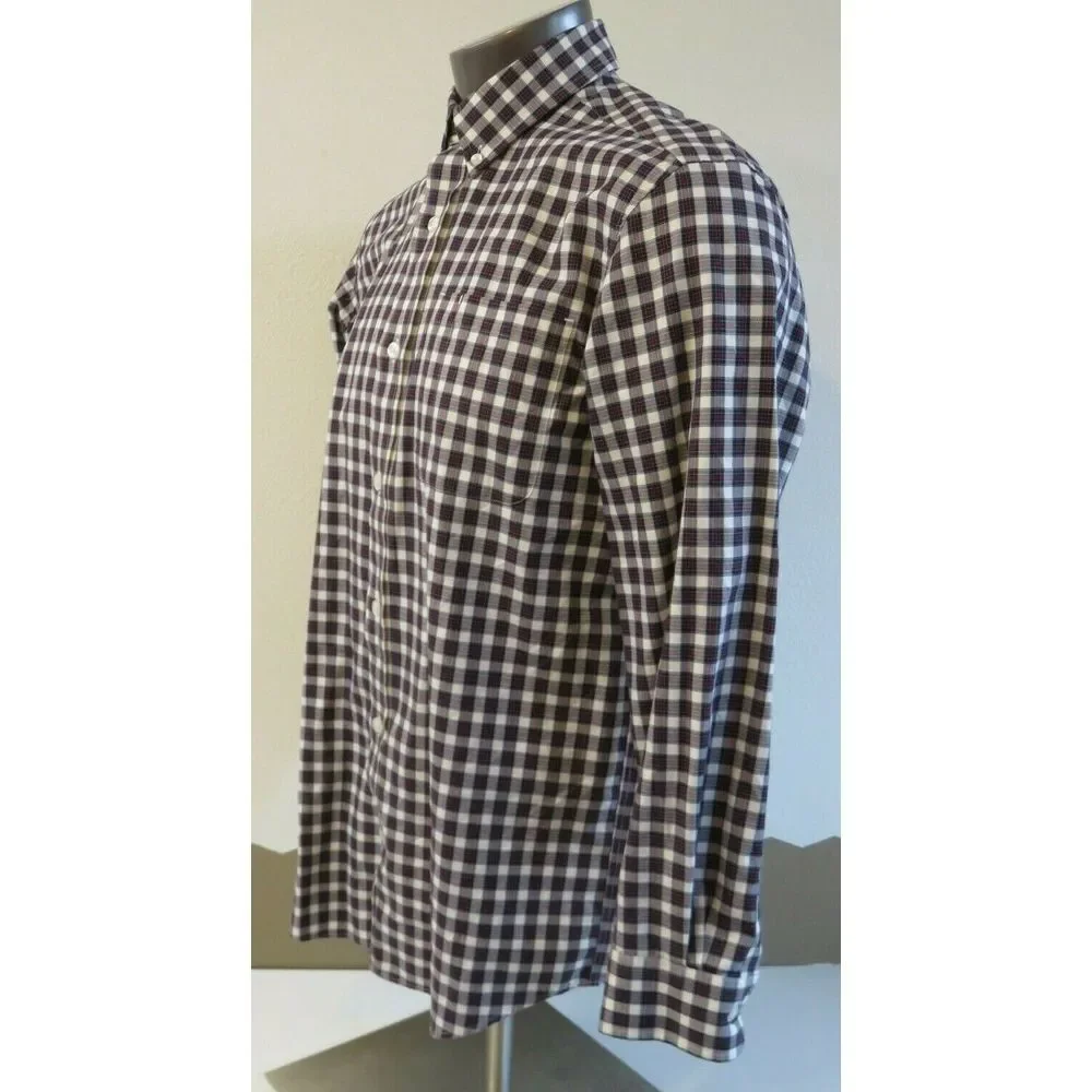 Mens Duluth Trading Long Sleeve Button Front Plaid Shirt Size M Plaid Blue White
